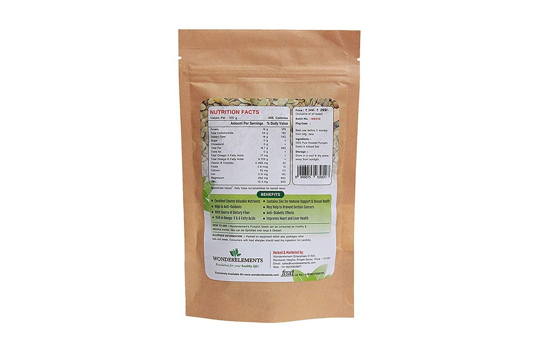 Wonderelements Roasted Pumpkin Seeds    Pack  150 grams